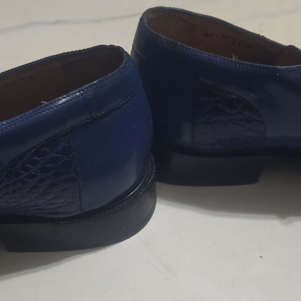 Men's Blue Leather Dress Shoes - Picture 6 of 10